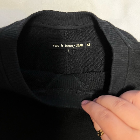 Rag & Bone Black Crewneck Sweater with White Paint Splatter Cotton extra small - Picture 4 of 7